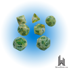 Marble Mini-Polyhedral 7-Die Set Green/Dark Green